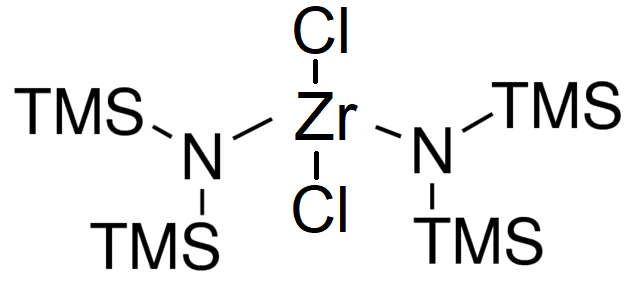 Zirconium bis(hexamethyldisilazide) dichloride - CAS:70969-28-7 - Dichlorobis[bis(trimethylsilyl)amino] zirconium(IV), Dichlorobis[bis(trimethylsilyl)amindo] zirconium(IV), Zirconium bis[bis(trimethylsilyl)amide dichloride, Zirconium(4+) chloride trimethy